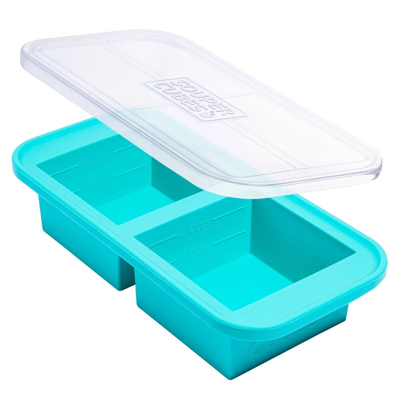2c Food Freezing Tray with Lid Aqua Blue: Silicone Freezer Tray