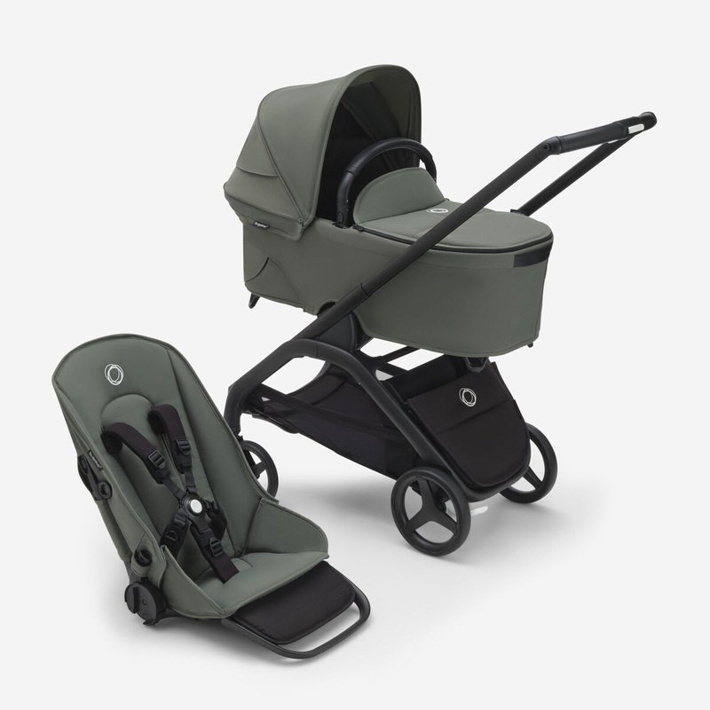 Bugaboo Dragonfly Bassinet & Seat Stroller – Black Chassis/Forest Green Fabric/Forest Green Canopy