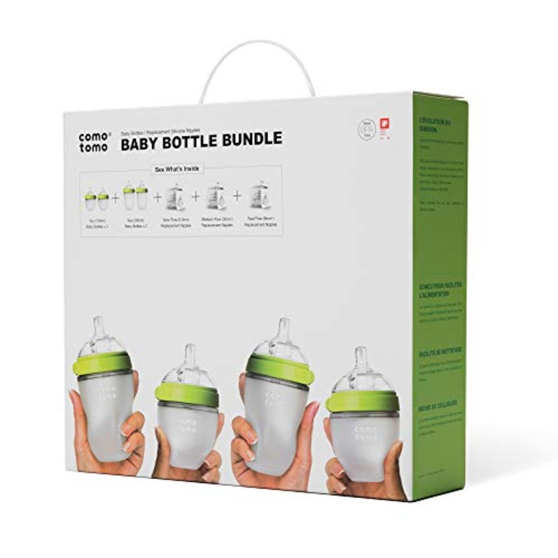 Comotomo Baby Bottle Bundle Gift Set, Green