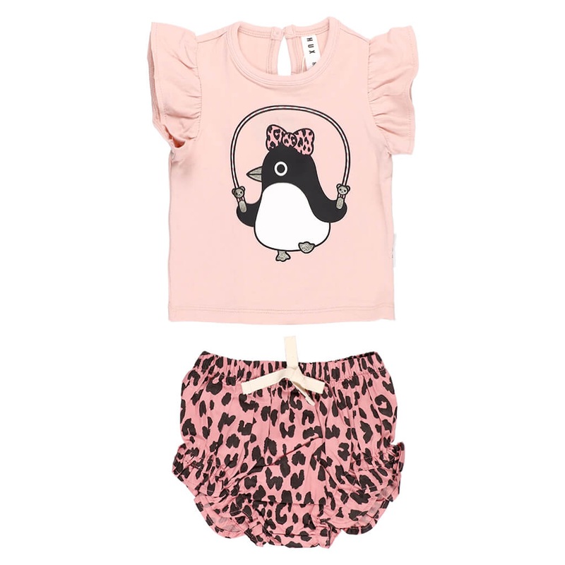 Leopard Bloomer Set Skipping Penguin 3-6M