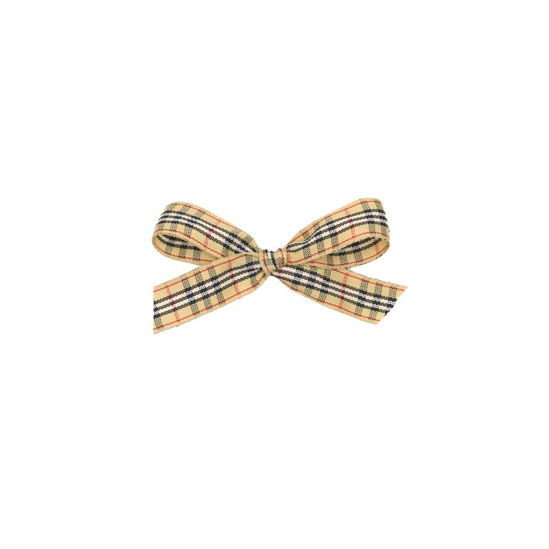 Ribbon Bow – Tan Plaid Clip