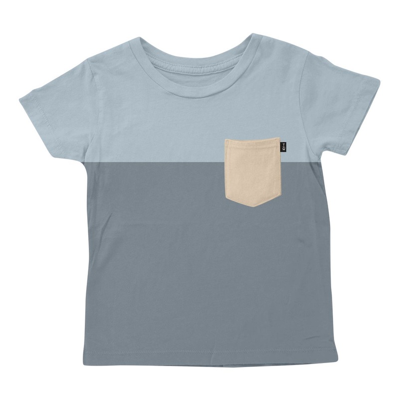 Tiny Whales – Short Sleeve Pocket Tee – Colorblock Blue