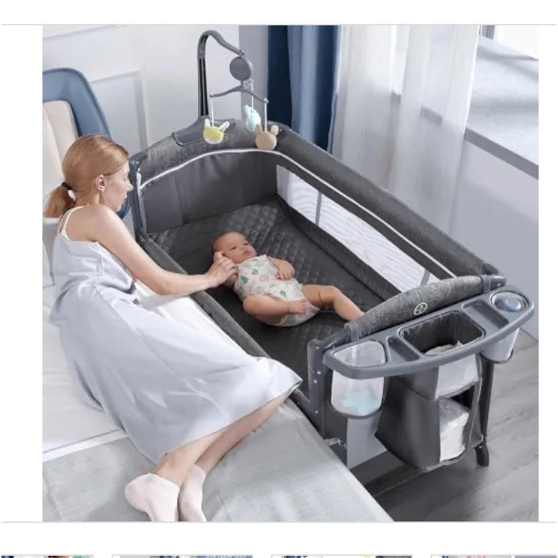 BabyBond Baby Bassinet Bedside Crib, Pack and Play with Sheet, Diaper Changing Table and Music Mobile from Newborn to Toddles, Portable Large Playard 1