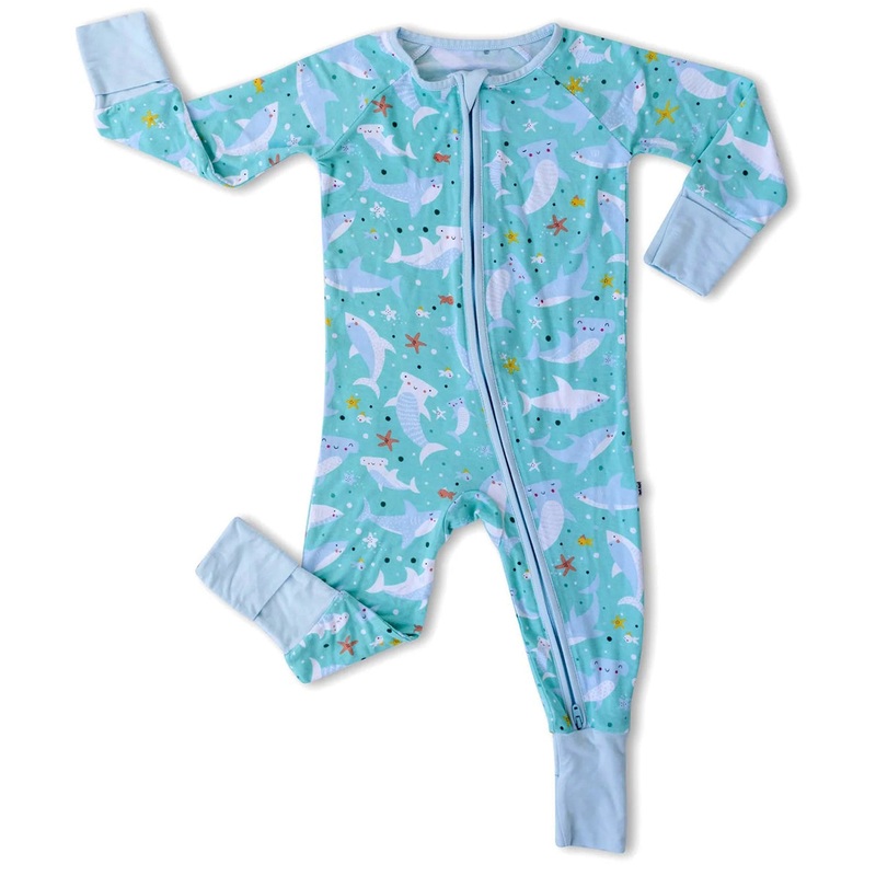 Little Sleepies Bamboo Viscose Zippy – Shark Soiree, 0 – 3 months