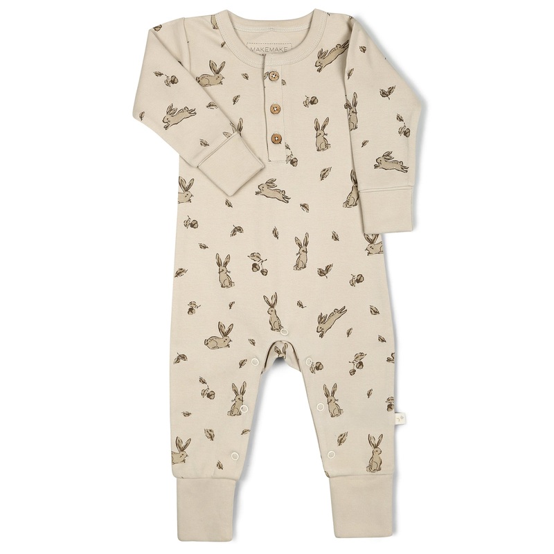 Makemake Organics – Button Romper – Bunny Hop