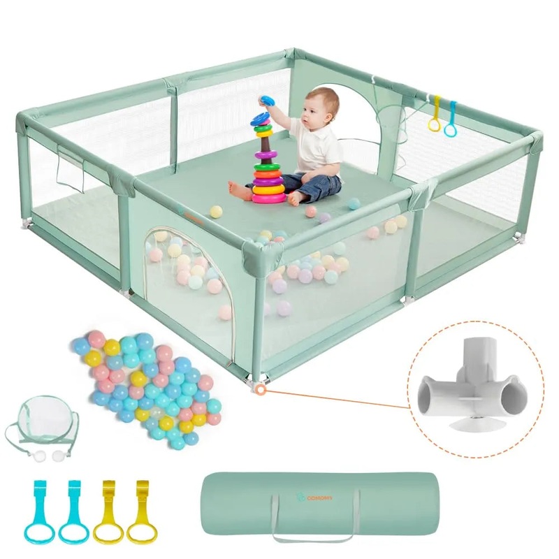 Playpens for Babies and Toddlers, 79″x71″ Dark Green
