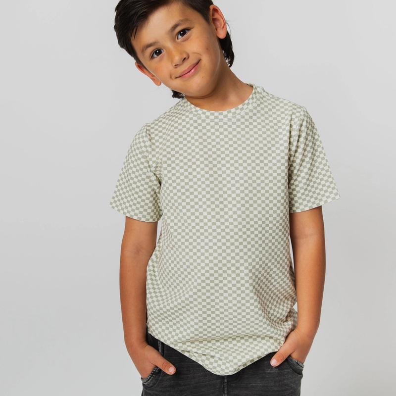 Short Sleeve Tee – Moss Mini Check