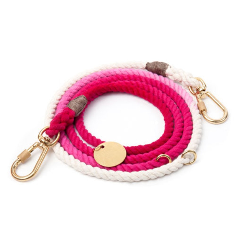 Adjustable Rope Dog Leash – Magenta Ombre