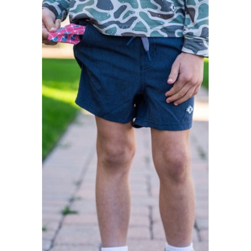 Burlebo Youth Athletic Short Heather Navy | American Flag Liner