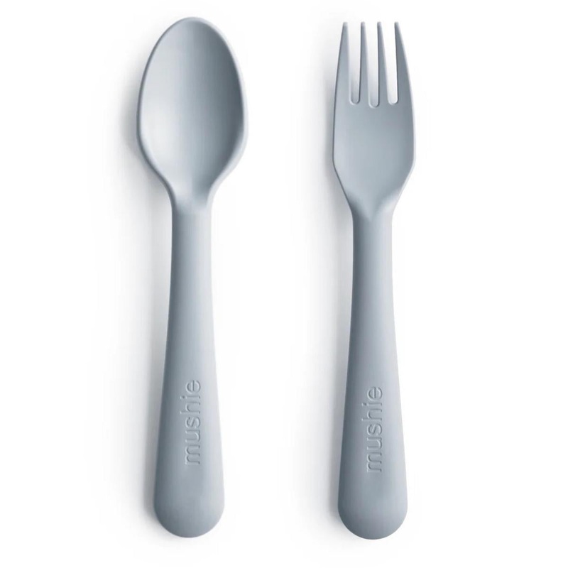 Mushie Fork and Spoon Set – Cloud