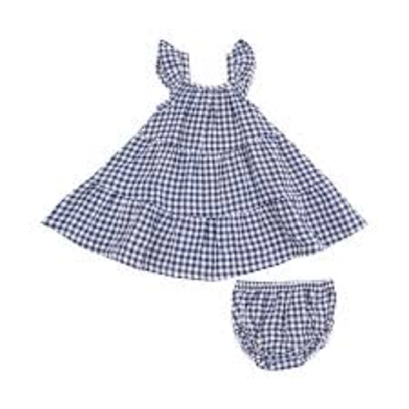 Navy Gingham Twirly Sundress & Diaper Cover