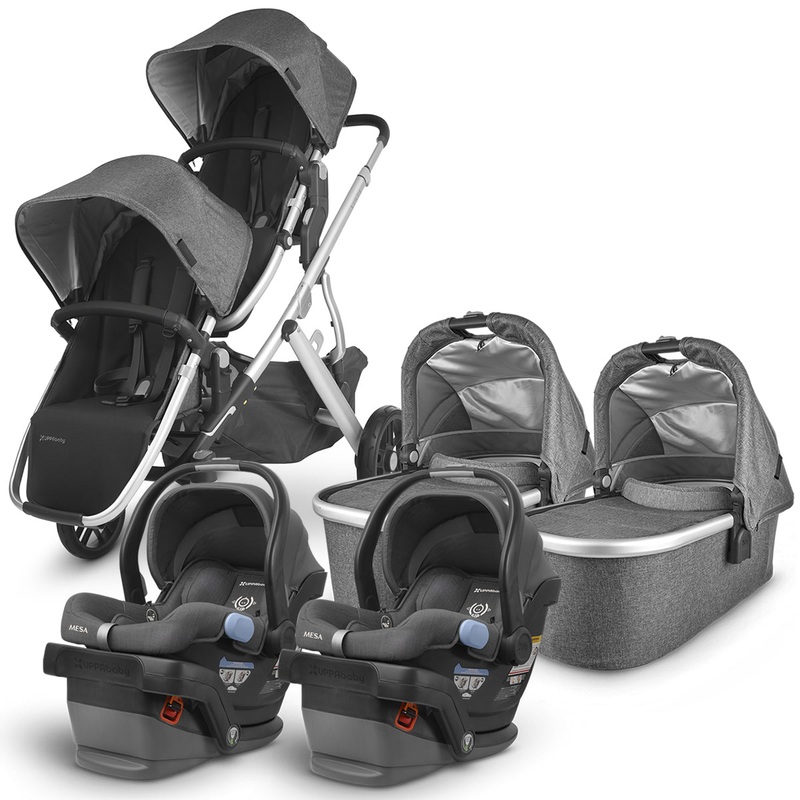 UPPAbaby VISTA V2 Twin Double Stroller + MESA Travel System Bundle – Jordan/Jordan