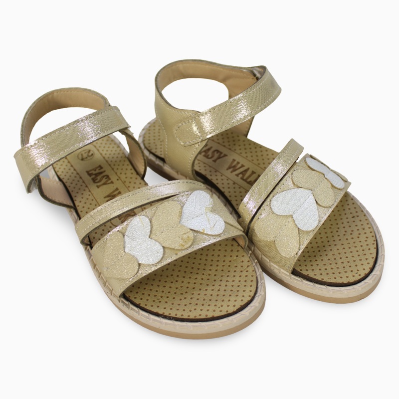 Baby Girls Leather Sandals  Hearts Detail