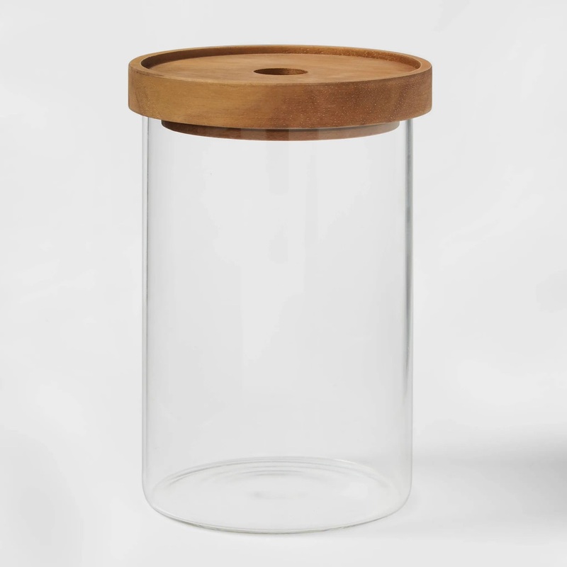 Medium Glass Storage Canister with Wood Lid