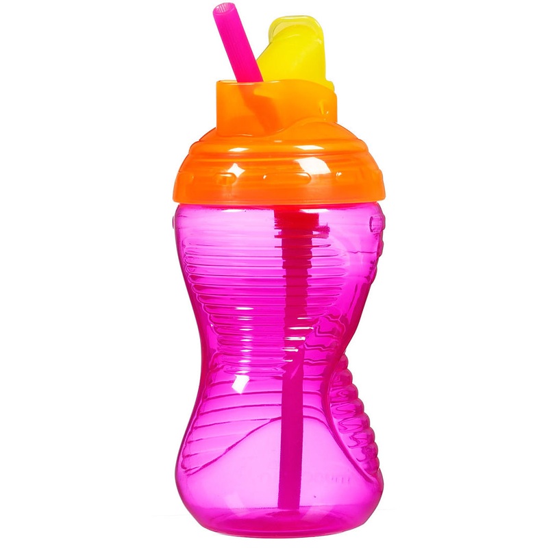 Munchkin Mighty Grip Flip Straw Cup, 10 oz – Pink/Orange