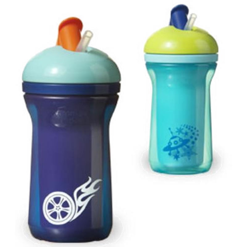 Tommee Tippee Explora Easiflow 9 oz Straw Cup, 2 Pack – Dark Blue/Teal