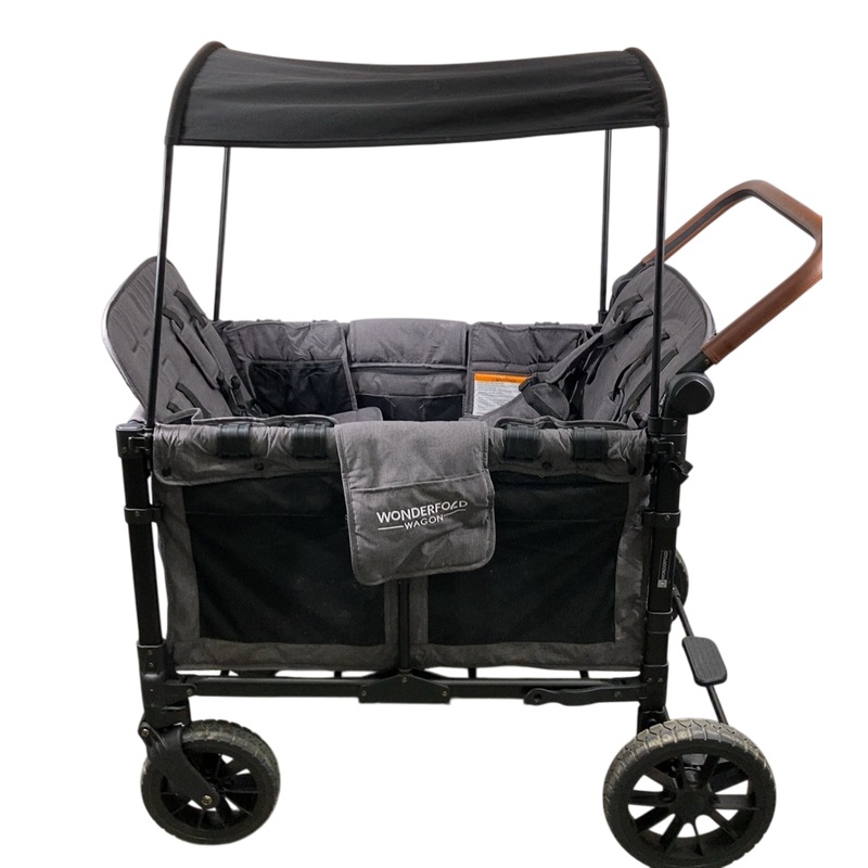 Wonderfold W4 Luxe Quad Stroller Wagon, 2024, Charcoal Grey with Black Frame