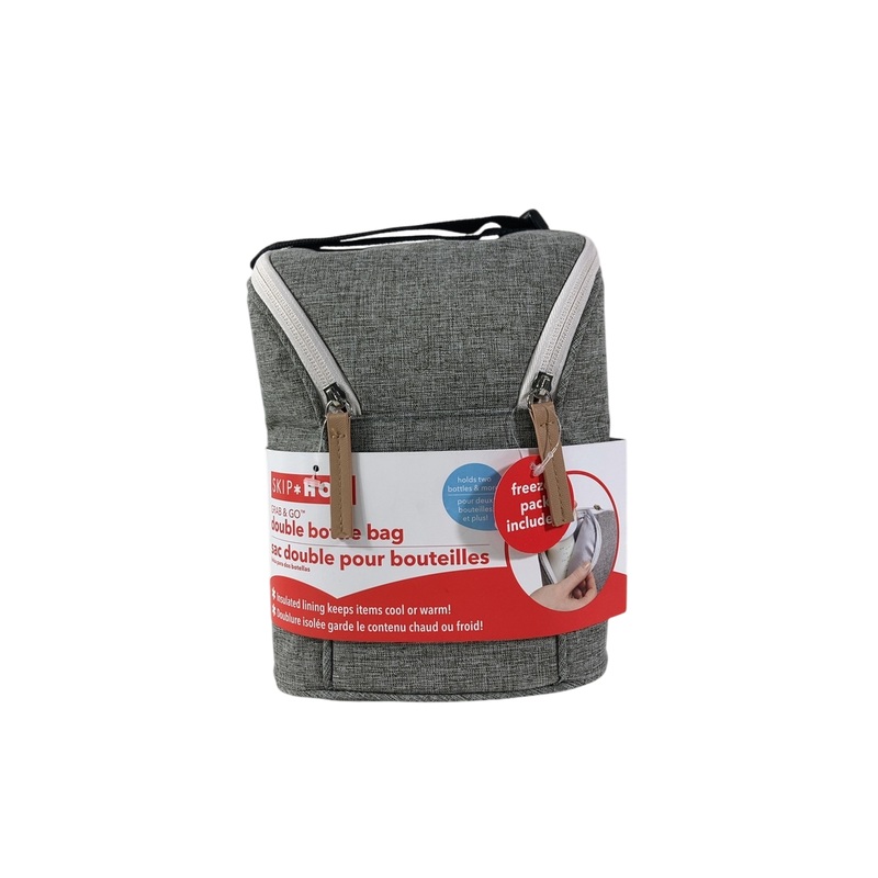 Skip Hop Grab And Go Double Bottle Bag, Grey Melange