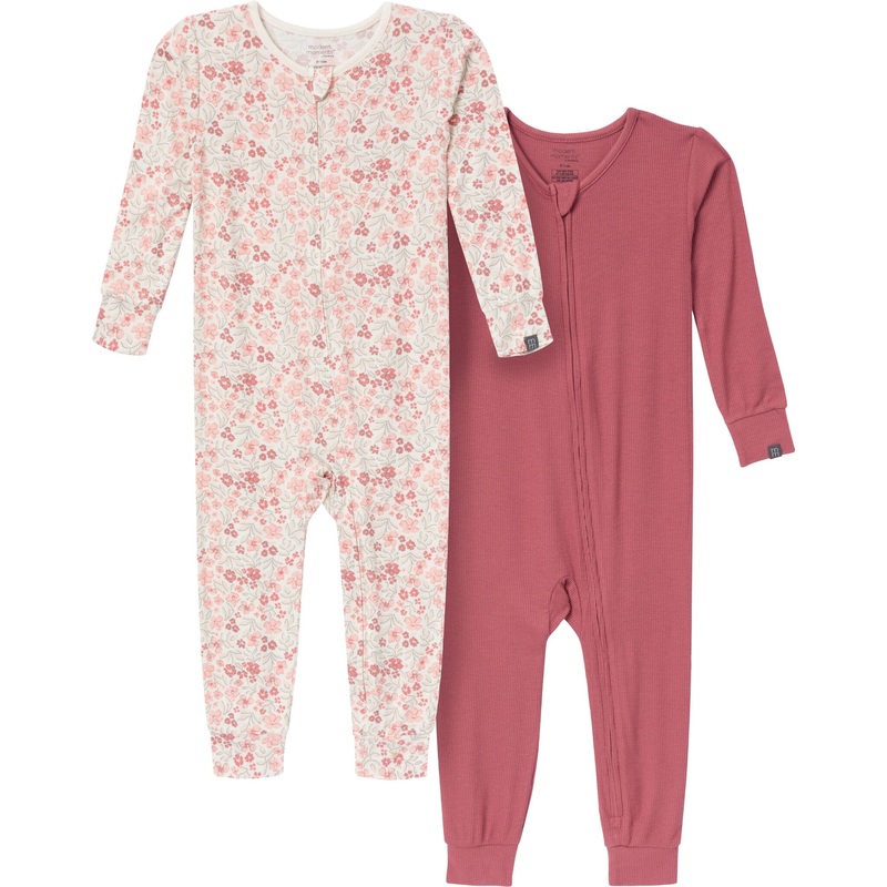 2-Pack Baby & Toddler Girls Ivory Floral Viscose Snug Fitting Footless Pajamas