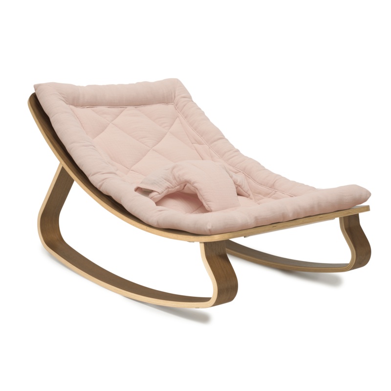 Baby Rocker LEVO in Walnut with Organic Nude Cushion