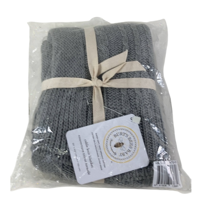 Burt’s Bees Baby Organic Cotton Blanket, Heather Grey, Cable Knit