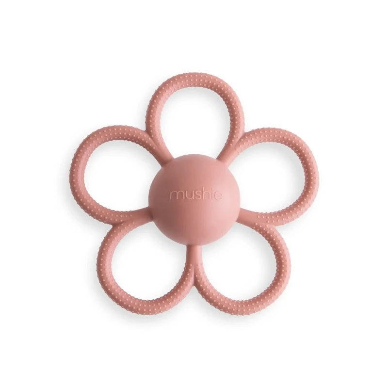 Daisy Rattle Teether – Dusty Rose