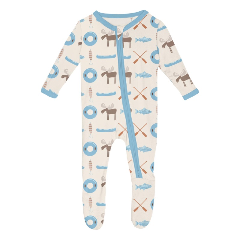 Print Footie with 2 Way Zipper – Natural Lake Life