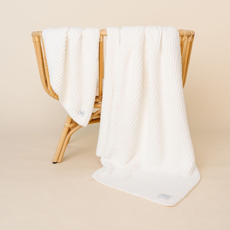 Chenille Blanket – White – Small & Large