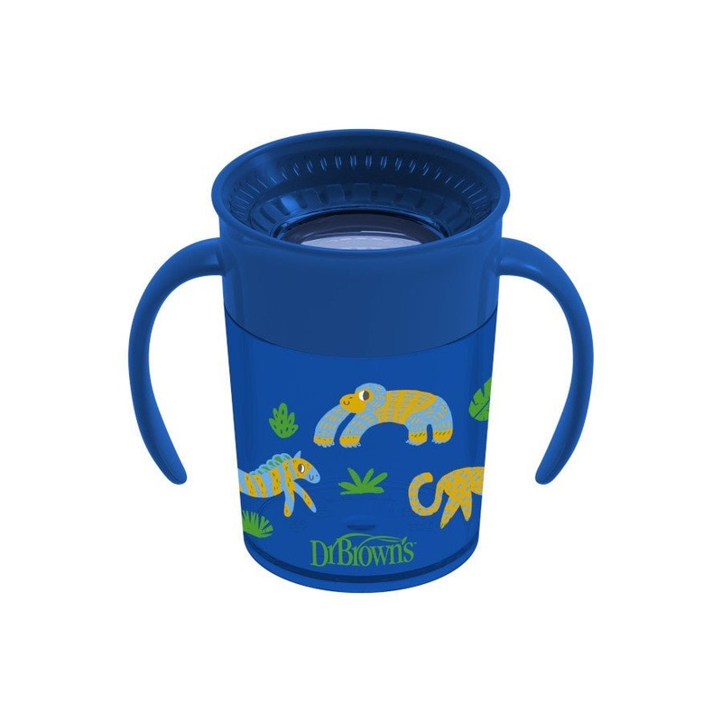 Jungle Fun Cheers 360 Spoutless Transition Sippy Cup with Handles, 7 oz, 6m+