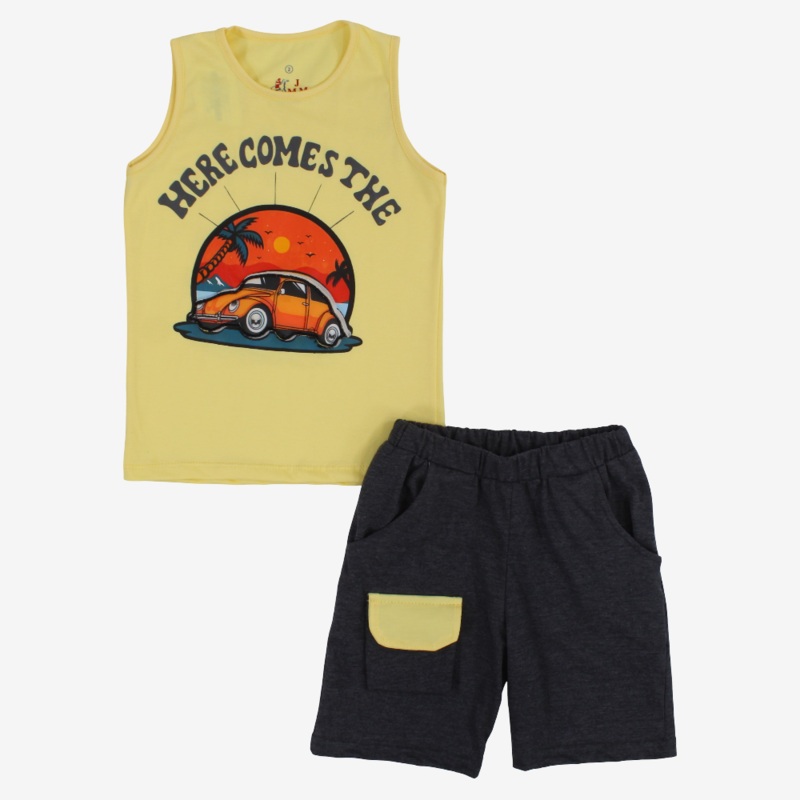 Boys Cotton Pajama Set – Vintage Car Print