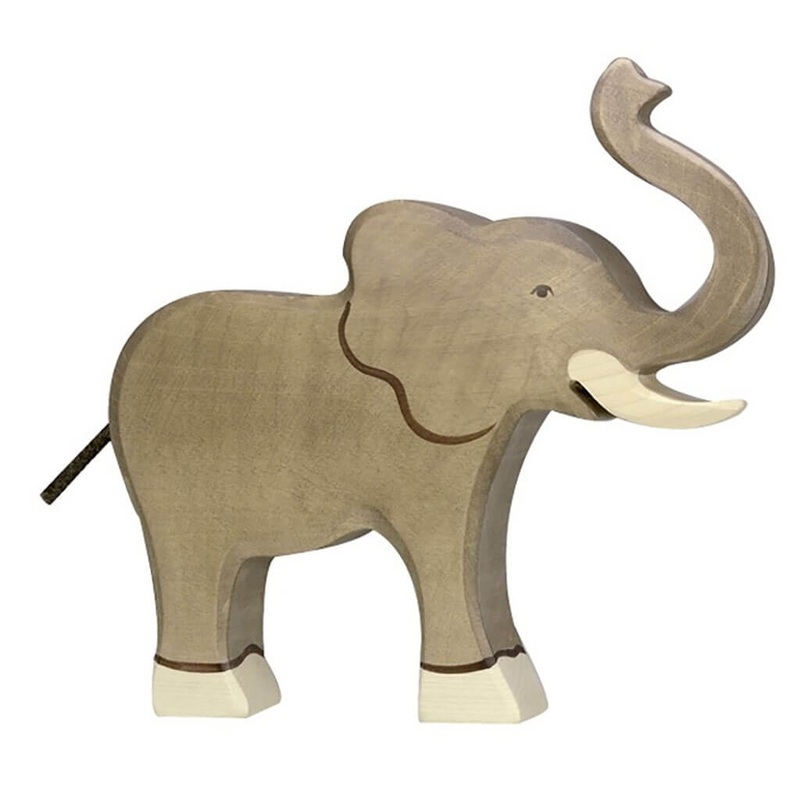 Holztiger Wooden Animal Trunk Raised Elephant