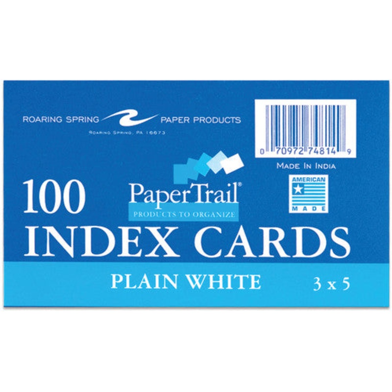 Index Cards, 3″ x 5″, Unruled