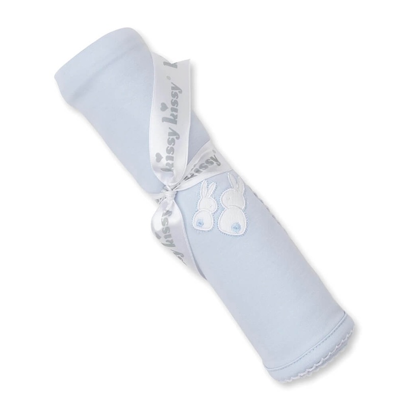 Kissy Kissy Blanket Pique Cuddle Bunnies Blue