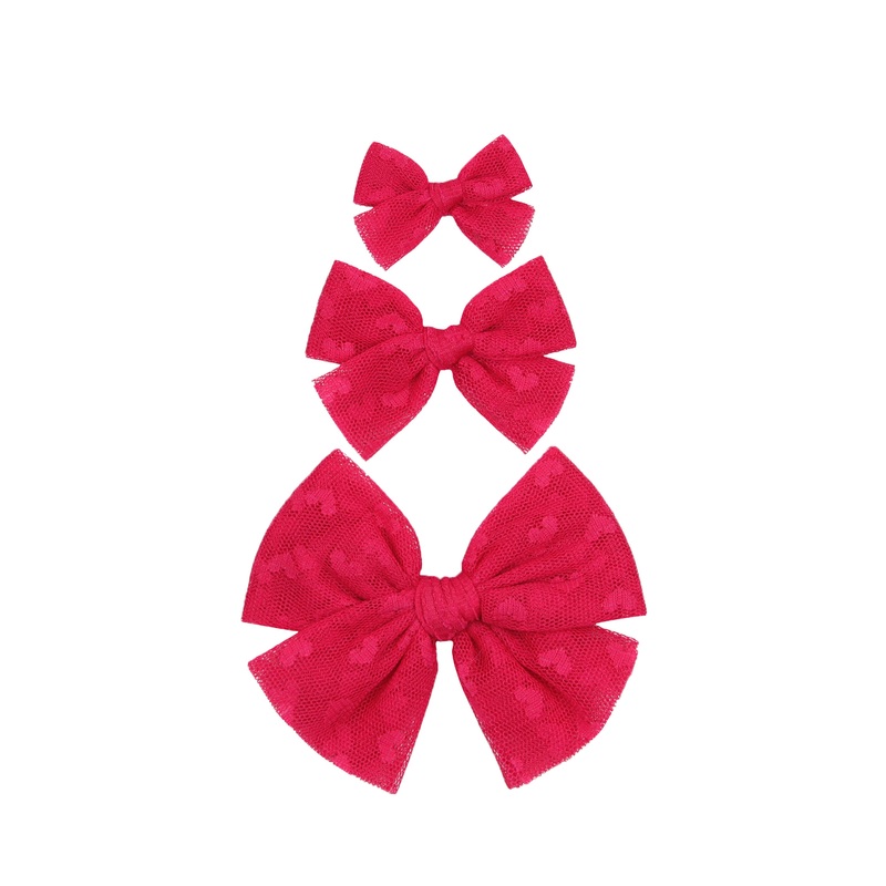 Tulle Bow – Hot Pink Heart Clip