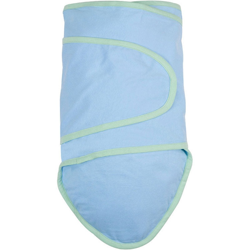 Miracle Blanket Swaddle – Blue with Green Trim