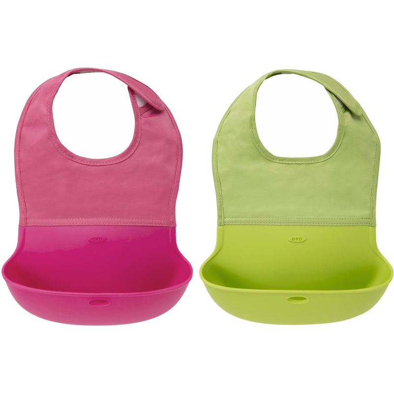 OXO Tot Roll-Up Bib, 2-Pack – Pink/Green