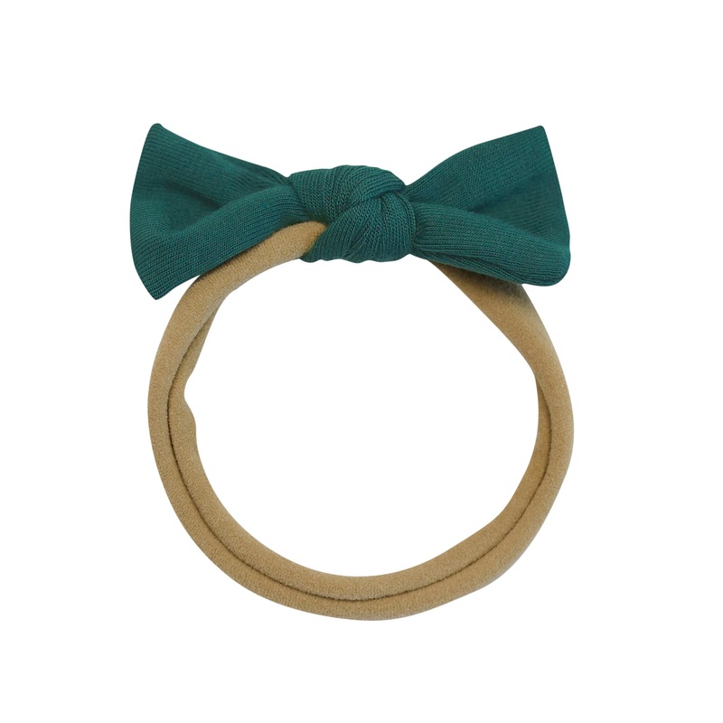 Tiny Nylon Bow in Emerald