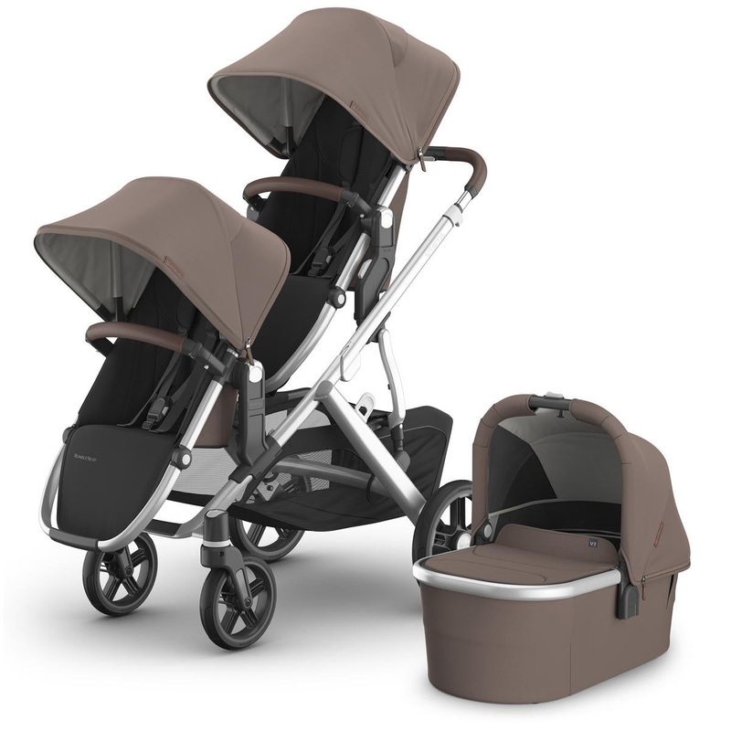 UPPAbaby Vista V3 Double Stroller with RumbleSeat V3 + Bassinet Bundle – Theo