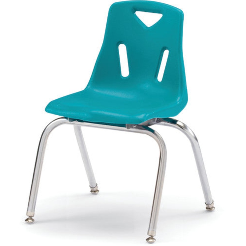 Berries Stacking Chair with Chrome-Plated Legs – 16″ Ht – Teal