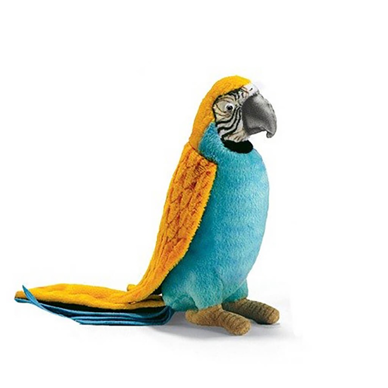 HNC Realistic Plush Animal Parrot Blue Yellow
