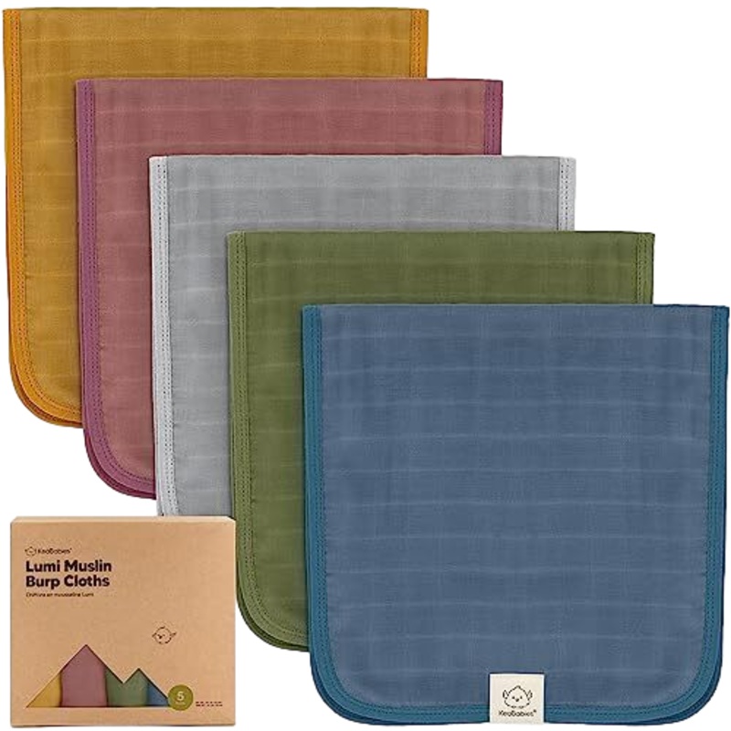KeaBabies 5-pack Lumi Muslin Burp Cloths, Corals
