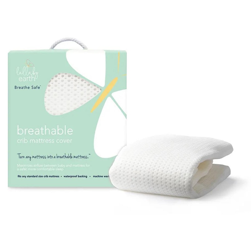 Lullaby Earth Breathe-Safe Breathable Mini Crib Mattress Cover – White