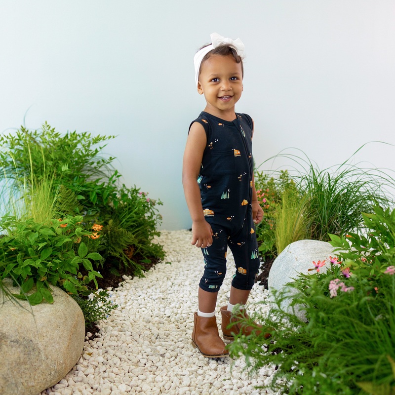 Zippered Sleeveless Romper in Under the Stars