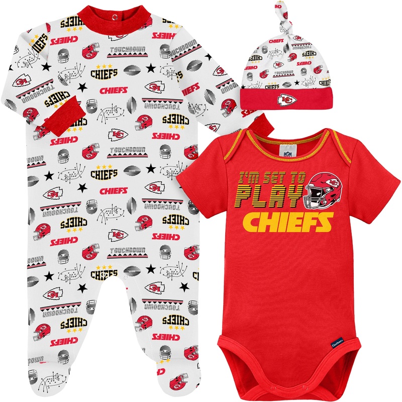 3-Piece Baby Boys Kansas City Chiefs Bodysuit, Sleep ‘N Play, and Cap Set