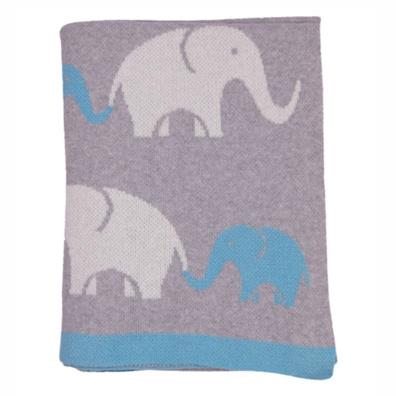 Blanket Elephant Grey Melange Blue