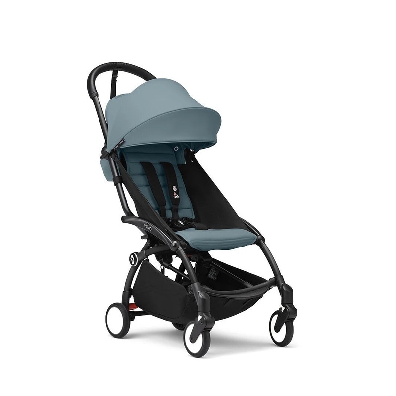 Stokke YOYO 6+ Stroller – Black Frame/Aqua Fabric