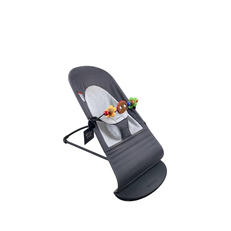 BabyBjorn Bouncer Balance Bundle With Toy Bar, Black Frame, Dark Grey, Googly Eyes
