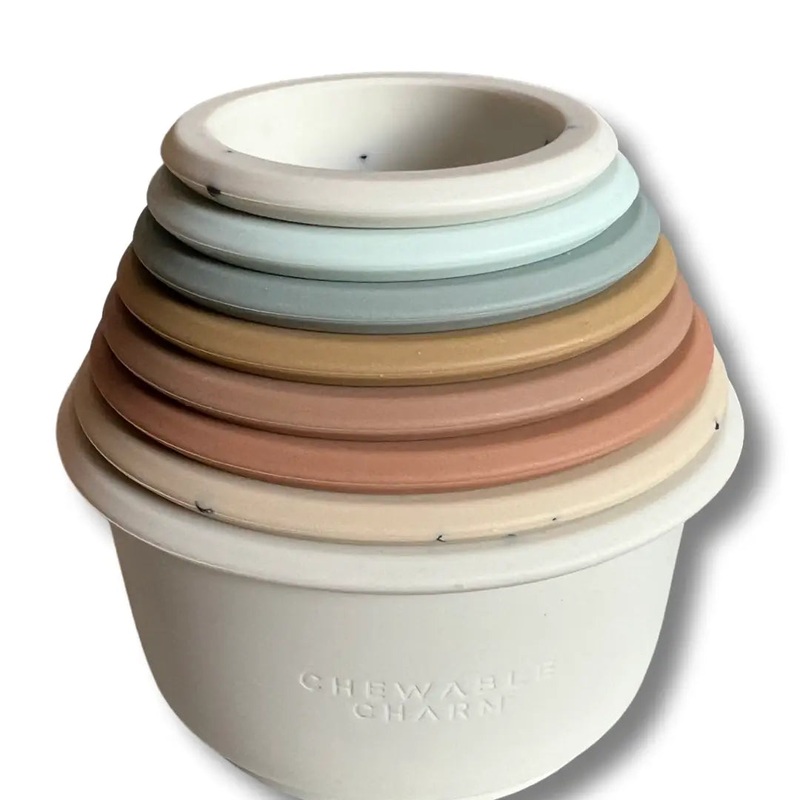 Chewable Charms Silicone Teether Stacker Cups