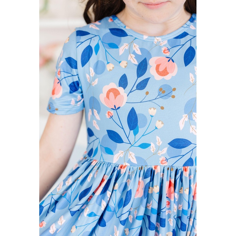 Country Blooms Short Sleeve Pocket Twirl Dress