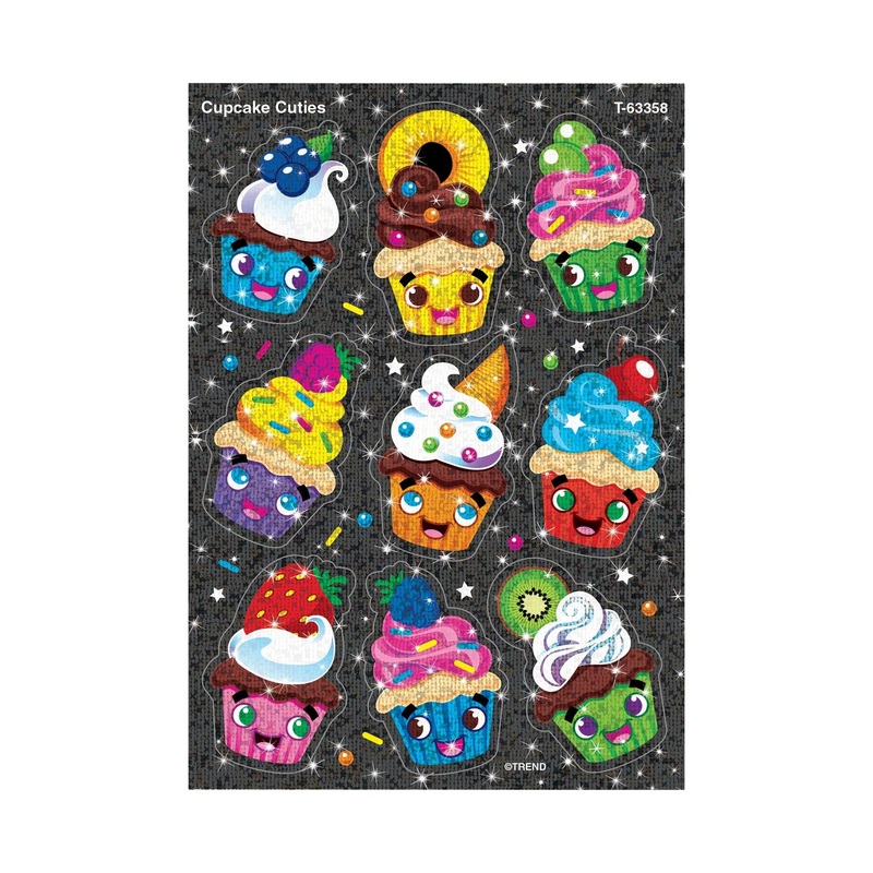 Cupcake Cuties Sparkle Stickers  Large